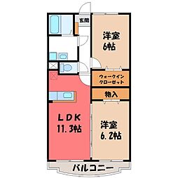 パークサイド森の邸北 2LDKの間取図画像