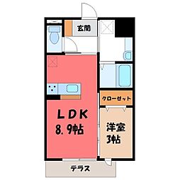 ラ・サンテA 1LDKの間取図画像