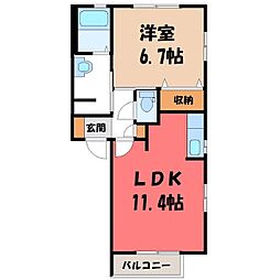 メゾンドボヌール3 1LDKの間取図画像