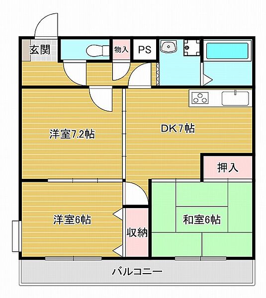 ハイム屋敷本 201｜兵庫県神戸市東灘区西岡本4丁目(賃貸マンション3DK・2階・60.00㎡)の写真 その2