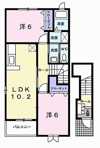 エレガンシア 201｜兵庫県加東市社(賃貸アパート2LDK・2階・57.02㎡)の写真 その2