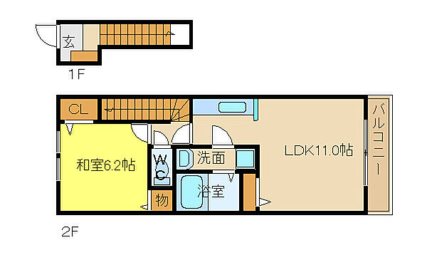 ユートピー・エイト 202｜兵庫県姫路市玉手(賃貸アパート1LDK・2階・42.85㎡)の写真 その2