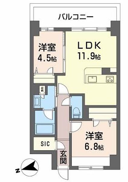 ケイマン 605｜兵庫県姫路市東延末1丁目(賃貸マンション2LDK・6階・57.06㎡)の写真 その2