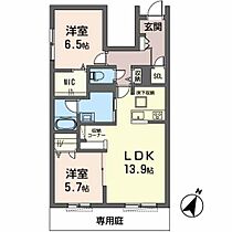 オカバ姫路岡町シャーメゾンＡ 101 ｜ 兵庫県姫路市岡町（賃貸マンション2LDK・1階・67.83㎡） その2