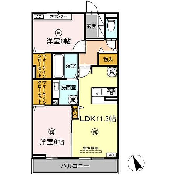 リアン朝霧 202｜兵庫県明石市朝霧南町1丁目(賃貸アパート2LDK・2階・59.56㎡)の写真 その2