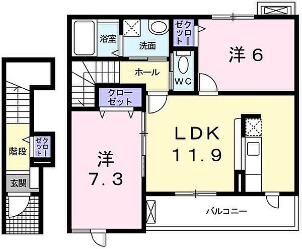 ネオ・ハーモニー太田Ｂ 202｜兵庫県揖保郡太子町太田(賃貸アパート2LDK・2階・60.33㎡)の写真 その2