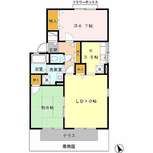 ラ・フォーレ C107｜兵庫県姫路市町坪(賃貸アパート2LDK・1階・59.58㎡)の写真 その2