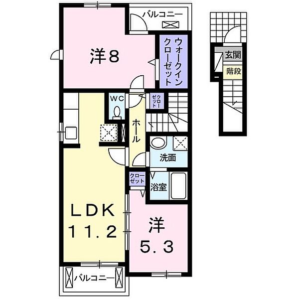 プレアデスＡ棟 203｜兵庫県加東市社(賃貸アパート2LDK・2階・60.14㎡)の写真 その2
