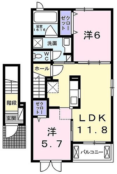 カーサセレーナＢ 203｜兵庫県三木市加佐(賃貸アパート2LDK・2階・56.68㎡)の写真 その2