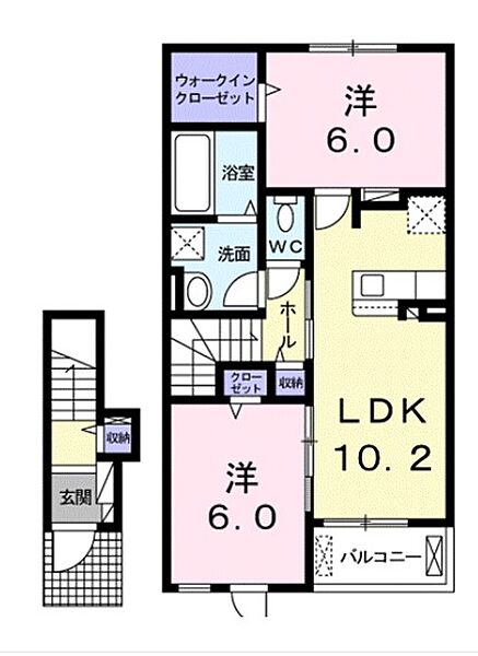 パン　リーヴルII 202｜兵庫県高砂市阿弥陀町北池(賃貸アパート2LDK・2階・56.61㎡)の写真 その2