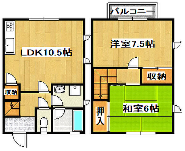 ビンセントハイツ B-3｜兵庫県加古川市別府町新野辺北町7丁目(賃貸アパート2LDK・1階・57.96㎡)の写真 その2