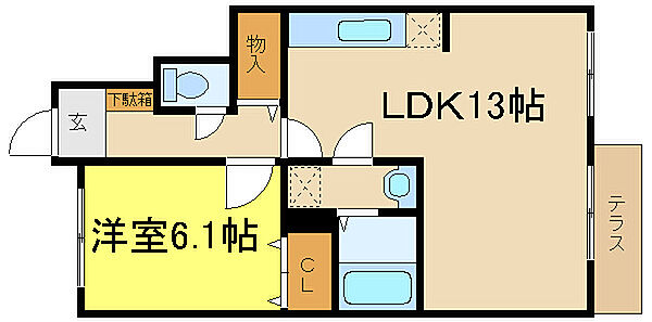 ルイアガー 103｜兵庫県姫路市広畑区西蒲田(賃貸アパート1LDK・1階・44.92㎡)の写真 その2