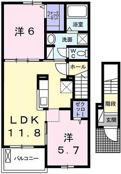 プレシャスＤ 202｜兵庫県たつの市龍野町堂本(賃貸アパート2LDK・2階・57.64㎡)の写真 その2