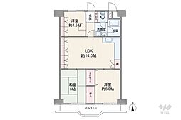 阪急東奈良高層住宅E棟 3LDKの間取図画像