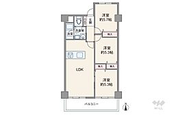 阪急東奈良高層住宅E棟 3LDKの間取図画像