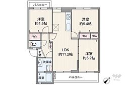 茨木郡山A住宅A-26棟 3LDKの間取図画像