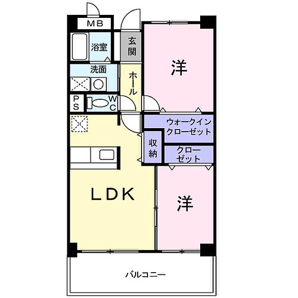 神奈川県厚木市戸室1丁目(賃貸マンション2LDK・3階・63.29㎡)の写真 その2