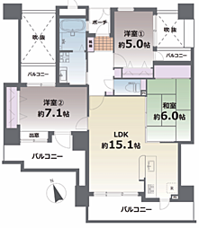 エイルヴィラ新町リーセントステージ 3LDKの間取図画像