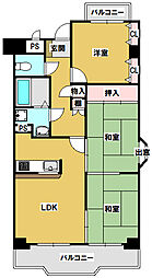 豊栄プレジデント大道 401 3LDKの間取り