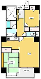 グランドパレス大分駅南 2LDKの間取図画像