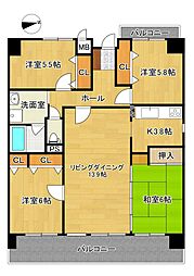 プリアデス木屋瀬 4LDKの間取図画像