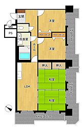 パレス泉ケ丘 4LDKの間取図画像