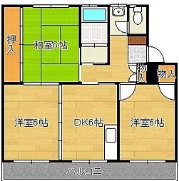 中鶴ハイツ 3DKの間取図画像