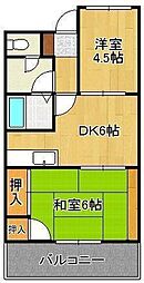 アベニュー21 2DKの間取図画像