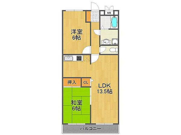 ハーモニーマンションC棟 ｜兵庫県宝塚市高司3丁目(賃貸マンション2LDK・1階・57.89㎡)の写真 その2