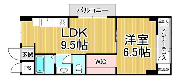 岡村マンション ｜兵庫県伊丹市中野西4丁目(賃貸マンション1LDK・3階・40.50㎡)の写真 その2