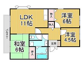 アルヴェール中山Ｂ棟  ｜ 兵庫県宝塚市中筋5丁目（賃貸アパート3LDK・2階・65.46㎡） その2