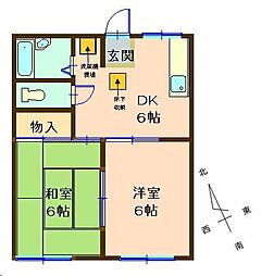 デイリーハイツC 2DKの間取図画像