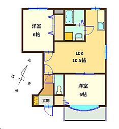 メゾン・ウイング 2LDKの間取図画像