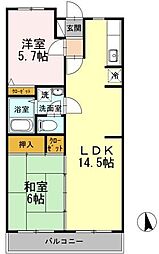 カサベルデU 2LDKの間取図画像