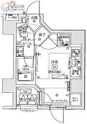 レーヴ横浜蒔田フェルクルール 4階ワンルームの間取り