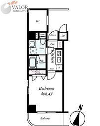 グリフィン横浜・ヴィラ 9階1Kの間取り
