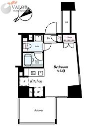 アルテシモリンクディセラ 11階ワンルームの間取り