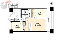 パークフラッツ横濱公園 904 9階2LDKの間取り