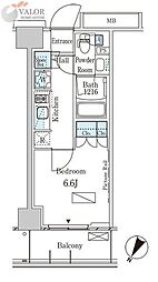 パークアクシス横濱大通り公園 10階1Kの間取り