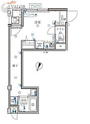 横浜市営地下鉄ブルーライン 阪東橋駅 徒歩9分の賃貸マンション 5階ワンルームの間取り