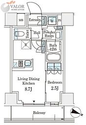 パークアクシス横浜阪東橋 4階1LDKの間取り