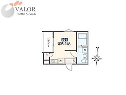 MELDIA鶴見小野II 301 3階ワンルームの間取り