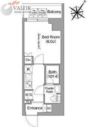 コンフォリア・リヴ横浜阪東橋 1Kの間取図画像