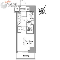 コンフォリア・リヴ横浜阪東橋 1Kの間取図画像