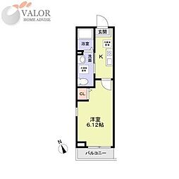 シエル弘明寺 1Kの間取図画像