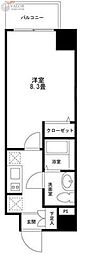 コモド川崎 1Kの間取図画像