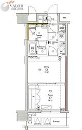 ラグジュアリーアパートメント横浜黄金町 1DKの間取図画像