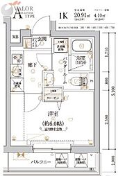 ECREDE横濱吉野町 1Kの間取図画像