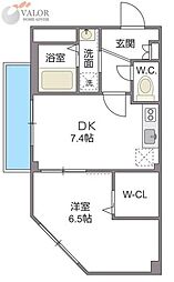 ファーストレジデンス東寺尾 1DKの間取図画像