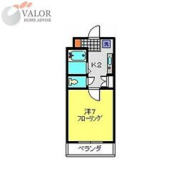 ユキハウス 1Kの間取図画像